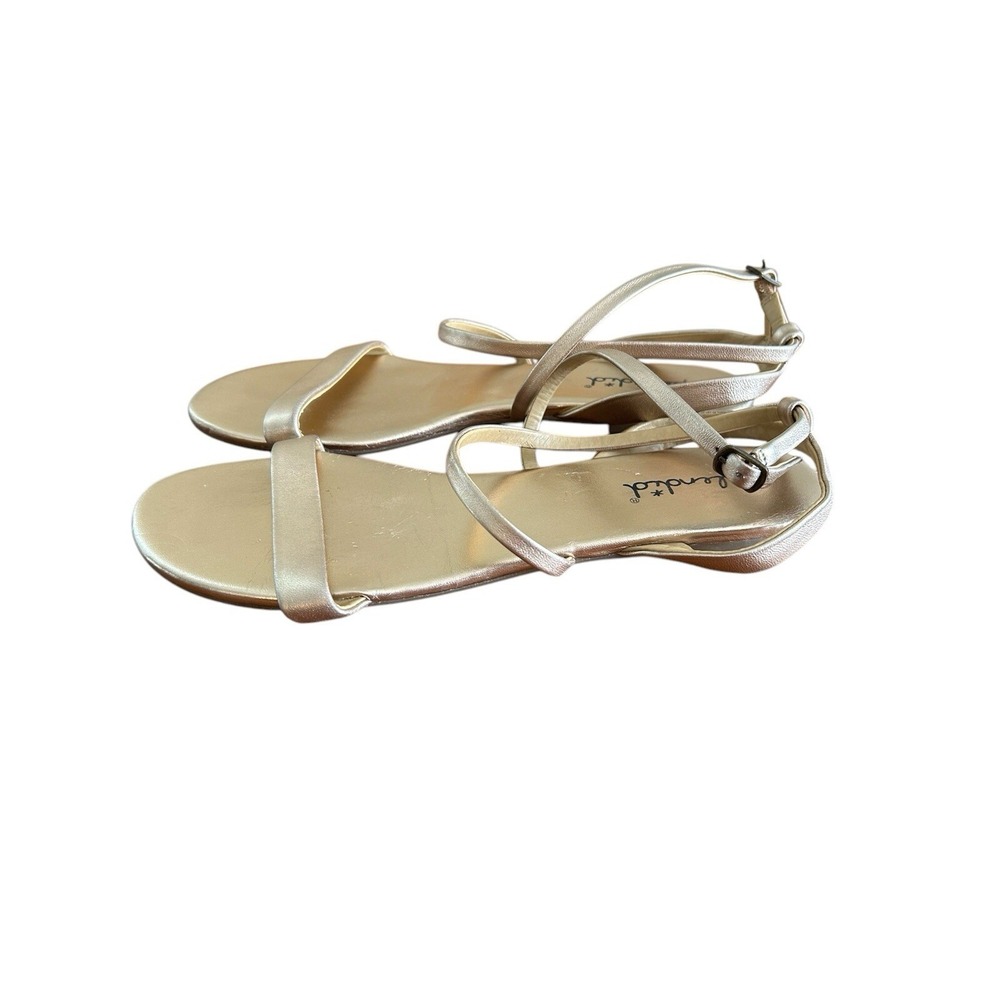 Splendid Sandal Open Toe 2 Straps Ankle 11 M Leather Womens Rose Gold Flats